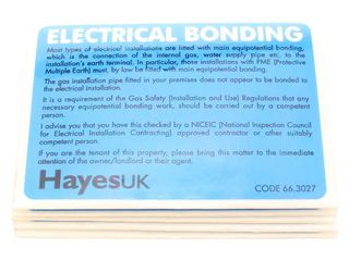 Arctic Hayes 663027 Electrical Bonding Labels - Pack Of 10