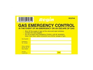 Regin REGP40 Gas Emergency Control Sticker - Pack of 8