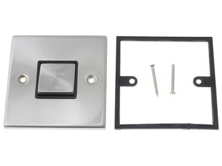 DECO 10A INGOT 3 POLE FAN ISOLATION PLATE SWITCH BLACK SATIN CHROME