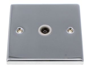 DECO VPCH065WH SINGLE COAXIAL OUTLET - WHITE - POLISHED CHROME