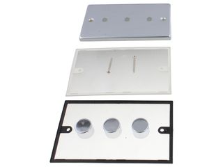 DECO VPCH153PL 2GANG UNFURNISHED DIMMER PLATE & KNOBS 3 APERTUR CHROME