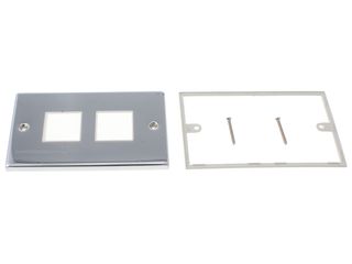 DECO VPCH404WH 2GANG MINIGRID UNFURNISHED PLATE 2X2 APERTS WHT CHROME