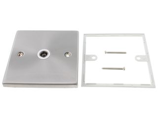 DECO VPSC065WH SINGLE COAXIAL OUTLET - WHITE - SATIN CHROME