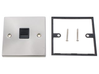 DECO VPSC125BK SINGLE TELEPHONE OUTLET SECONDARY BLACK SATIN CHROME