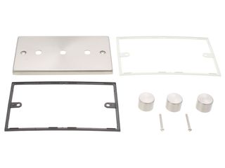 DECO VPSC153PL 2 GANG DIMMER PLATE & KNOBS 3 APERTURES SATIN CHROME