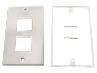 DECO VPSC404WH 2GANG MINIGRID UNFURN PLATE 2X2APERTURES WHT SATIN CHRO