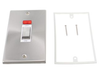 DECO VPSC503WH 45A INGOT 2GANG DOUBLE POLE SWITCH NEON WHT SATIN CHROM
