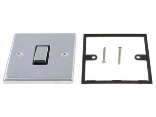 DECO VPCH411BK 10AX INGOT 1GANG 2WAY PLATE SWITCH BLK POLISHED CHRO