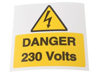 INDUSTRIAL SIGNS IS1910SA SELF ADHESIVE VINYL - DANGER 230 VOLTS SIGN