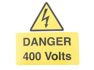 INDUSTRIAL SIGNS IS2710SA SELF ADHESIVE VINYL - DANGER 400 VOLTS SIGN