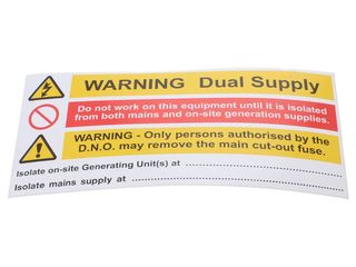 INDUSTRIAL SIGNS IS8110SA SELF ADHESIVE VINYL - DUAL SUPPLY NOTICE