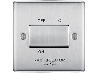 BG NBS15-01 BRUSHED STEEL 10AX PLATE SWITCH FAN ISOLATOR 3 POLE