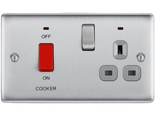 BG NBS70G-01 BRUSHED STEEL 45A COOKER CONNECTION UNIT SWITCHED SOCKET
