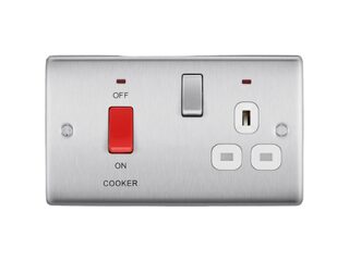 BG NBS70W-01 BRUSHED STEEL 45A COOKER CONNECTION UNIT SWITCHED SOCKET