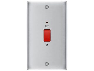 BG NBS72-01 BRUSHED STEEL 45A DOUBLE POLE SWITCH WITH INDICATOR