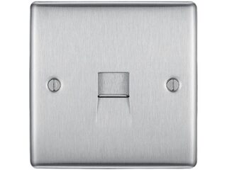 BG NBSBTS1-01 BRUSHED STEEL 1 GANG TELEPHONE SOCKET SLAVE SCREW TYPE