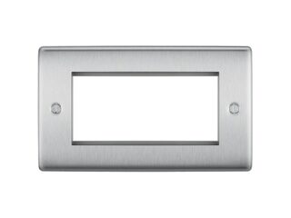 BG NBSEMR4-01 BRUSHED STEEL 4 MODULE FRONT PLATE (100 X 50)