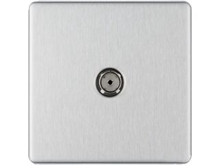 BG BRUSHED STEEL 1 GANG COAXIAL SOCKET - SCREWLESS FLATPLATE