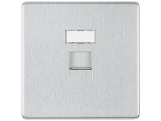 BG FBSRJ451-01 Flatplate Screwless 1-Gang RJ45 Data Outlet Socket - Brush Steel