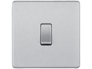 BG BRUSHED STEEL 10AX 1 GANG 2 WAY PLATE SWITCH - SCREWLESS FLATPLATE