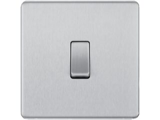 BG BRUSHED STEEL 10AX PLATE SWITCH INTERMEDIATE - SCREWLESS FLATPLATE