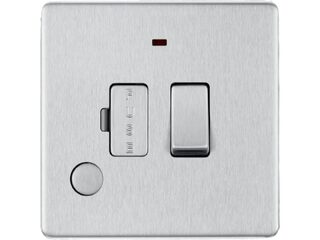 BG BRUSHED STEEL 13A FUSED CONNECTION UNT SWITCHED SCREWLESS FLATPLATE
