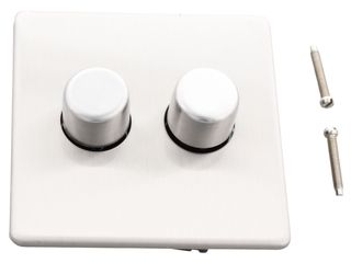 BG BRUSHED STEEL 400W 2 GANG 2 WAY PUSH DIMMER - SCREWLESS FLATPLATE