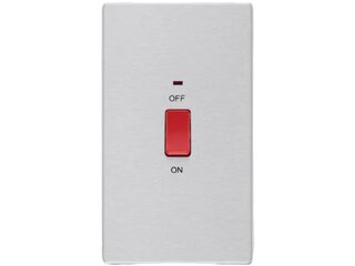 BG BRUSHED STEEL 45A DOUBLE POLE SWITCH SCREWLESS FLATPLATE