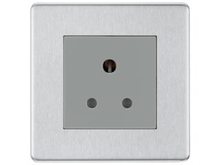 BG BRUSHED STEEL 5A 1 GANG UNSWITCHED SOCKET - SCREWLESS FLATPLATE