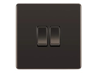 BG FBN42-01 Flatplate Screwless 2-Gang 2-Way 10AX Light Switch - Black Nickel