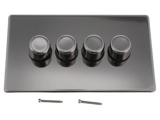 BG FBN84P-01 Flatplate Screwless 400W 4-Gang 2-Way Push Dimmer - Black Nickel