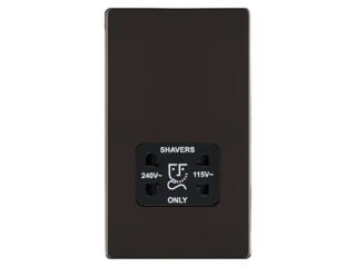 BG FBN20B-01 Shaver Socket 115/230V Dual Voltage - Black Nickel