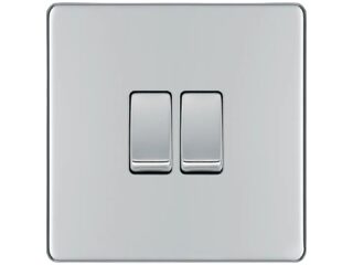 BG FPC42-01 Screwless Flatplate 10AX 2-Gang 2-Way Light Switch - Chrome