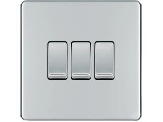BG FPC43-01 10AX 3 GANG 2 WAY PLATE SWITCH SCREWLESS FLATPLATE