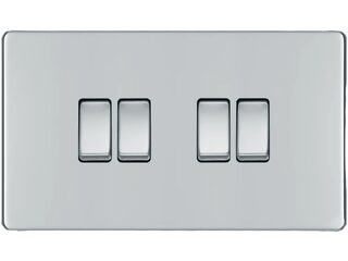 BG FPC44-01 10AX 4 GANG 2 WAY PLATE SWITCH SCREWLESS FLATPLATE