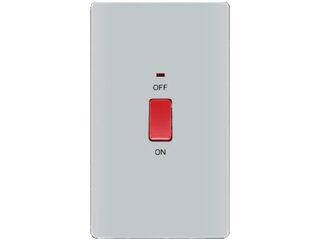 BG FPC72-01 45ADUBLE POLE SWITCH INDICATR DUBLE PLAT SCREWLES FLATPLAT