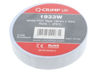 UNICRIMP 1933W 19MM X 33M ELECTRICIANS TAPE - WHITE