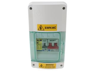 LEWDEN SRG1VCU-RP IP55 PLASTIC ENCLOSURE C/W MAIN SWITCH, MCB AND SRG1