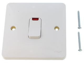 HAGER WMDP84N 20A DOUBLE POLE SWITCH WITH LED INDICATOR - WHITE
