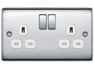 BG NPC22W-01 DOUBLE SWITCHED 13A POWER SOCKET POLISHED CHROME