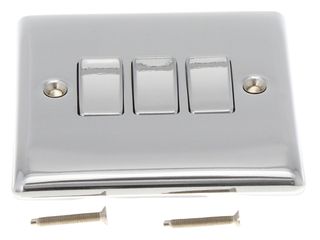 BG NPC43-01 TRIPLE SWITCH 10AX 2 WAY POLISHED CHROME