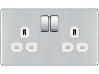 BG FPC22W-01 DOUBLE SWITCHED 13A POWER SOCKET POLISHED CHROME SCREWLES