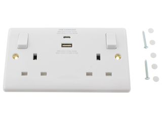 ROUND EDGE DOUBLE SWITCHED 13A POWER SOCKET WITH USB CHARGING - USB C