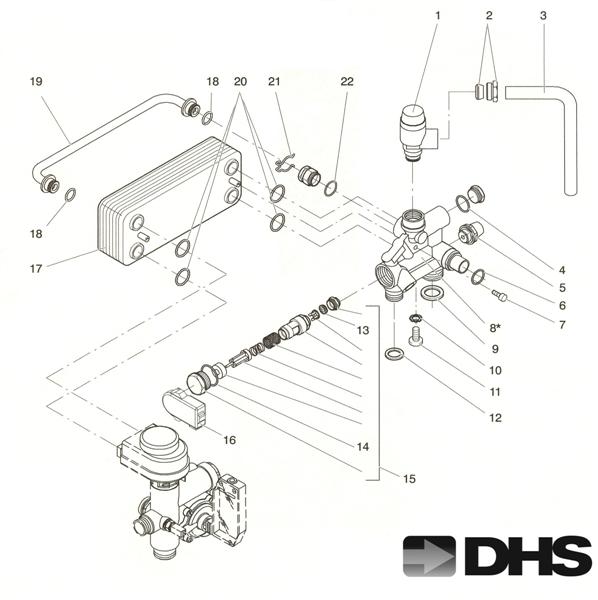 CH RETURN ASSY & D H W HEAT EX logo
