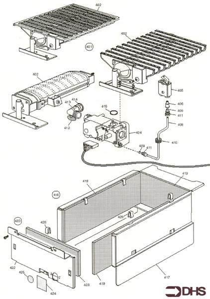 BURNER, COMB CHAMBER AND GAS A logo