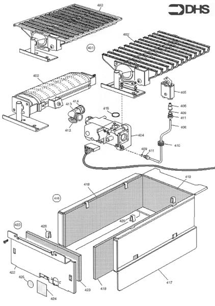 BURNER, COMB CHAMBER AND GAS A logo