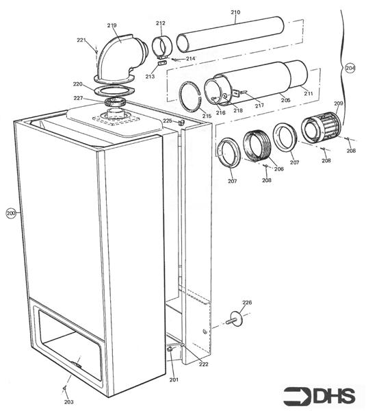 OUTER CASE AND FLUE DUCT ASSY logo